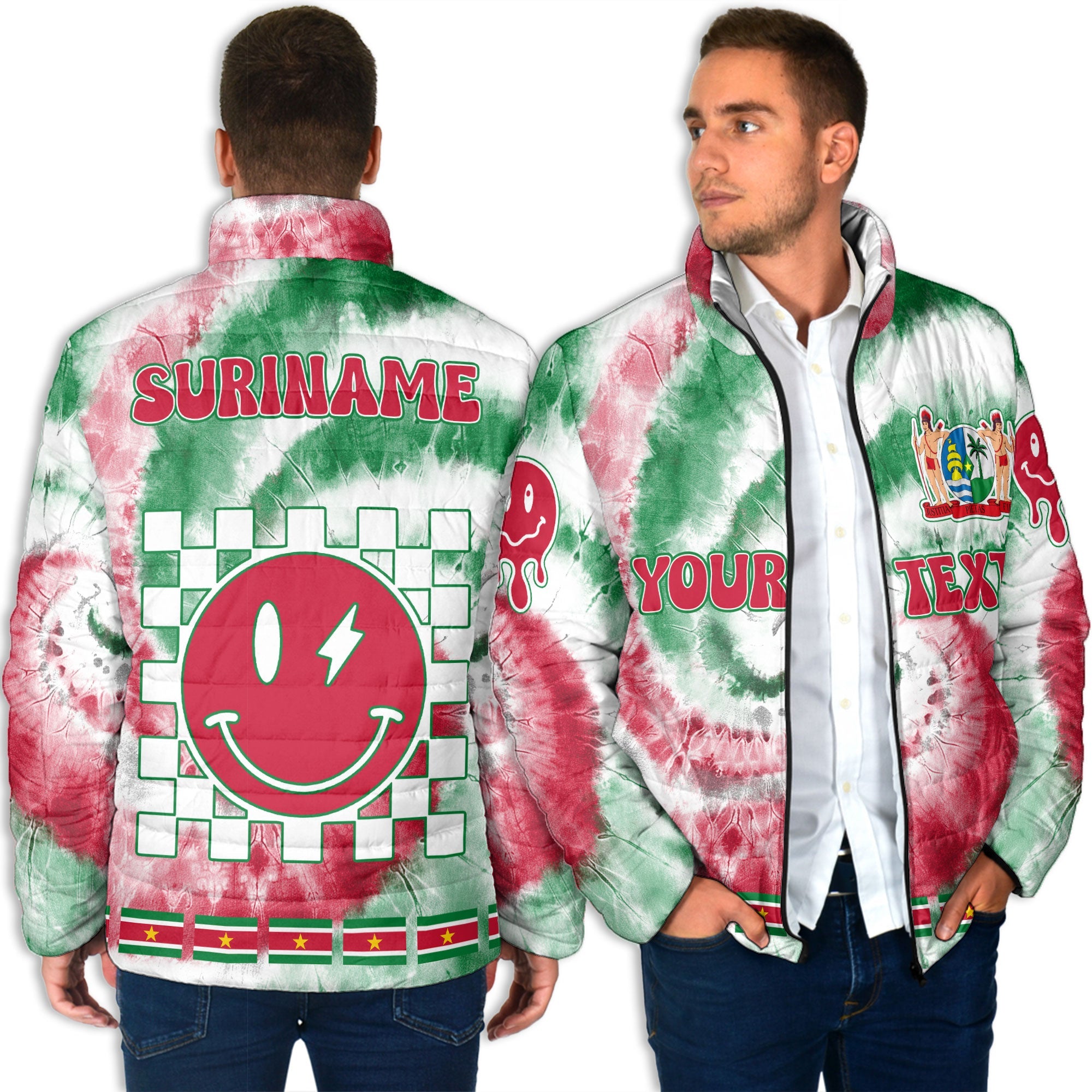 Suriname Men Padded Jacket Custom Tie Dye Style 4