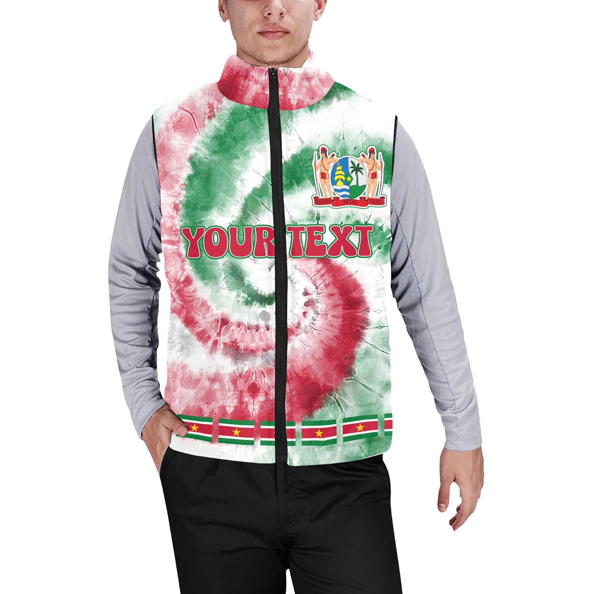 Suriname Men Padded Jacket Vest Custom Tie Dye Style 1