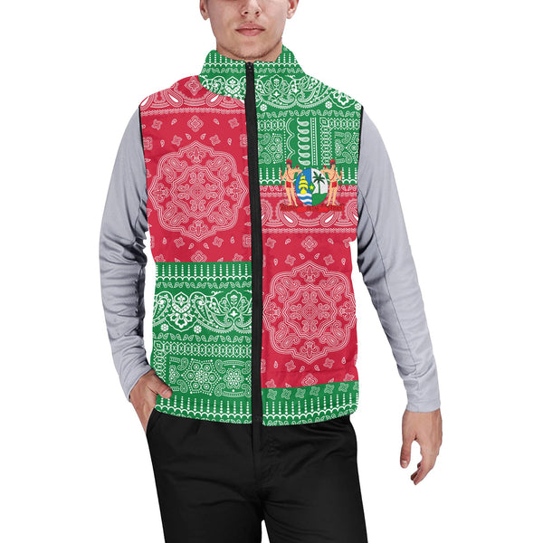 Suriname Men Padded Jacket Vest Flag And Paisley Basic Style 1