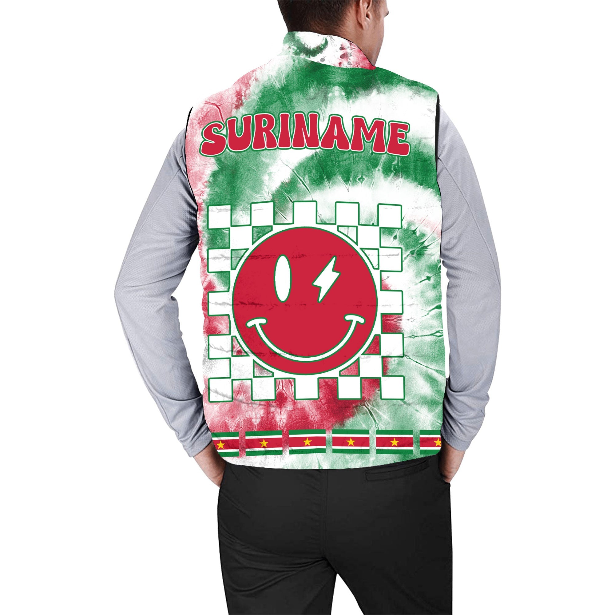 Suriname Men Padded Jacket Vest Custom Tie Dye Style 2