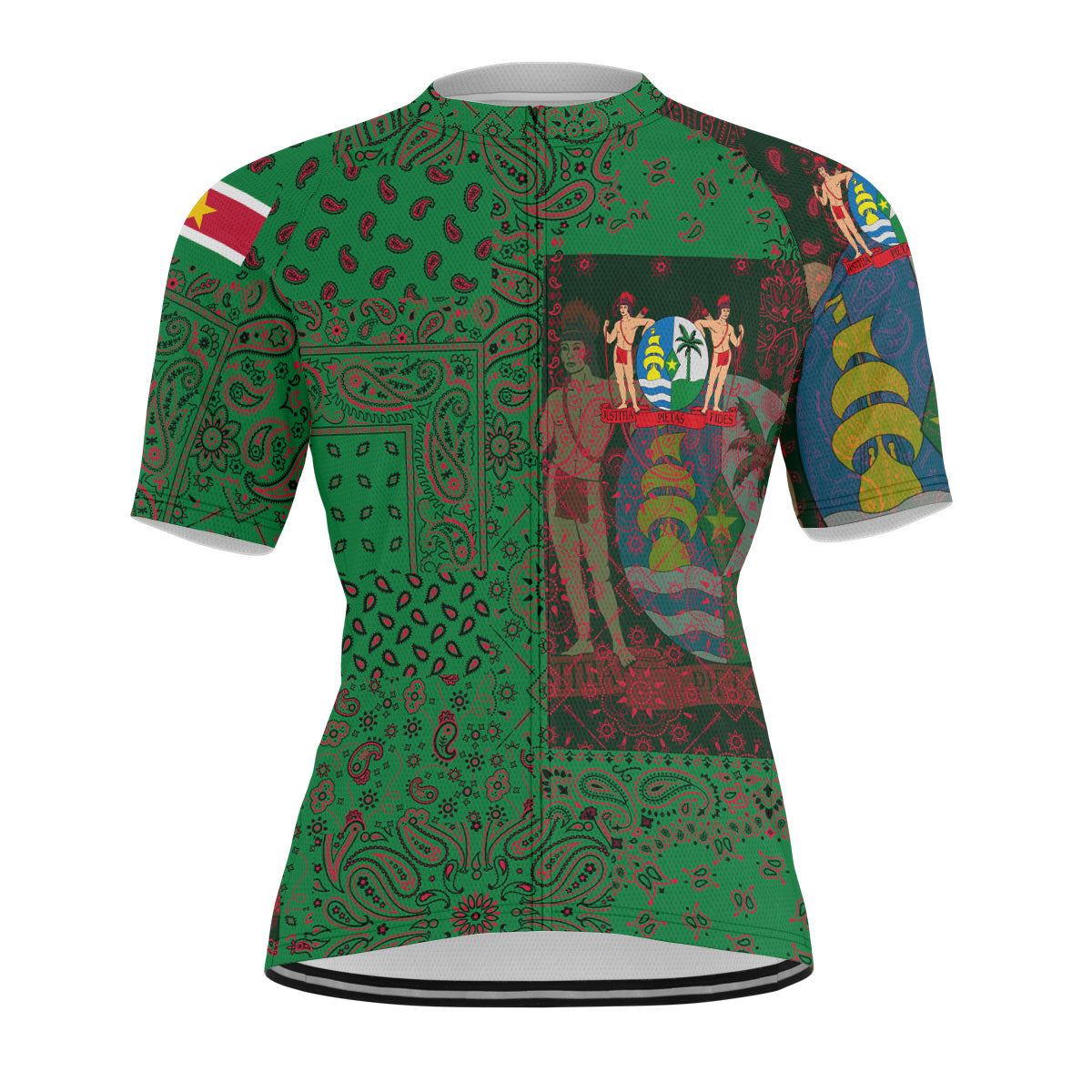 Suriname Men Cycling Jersey Paisley Flag And Skull Style 1