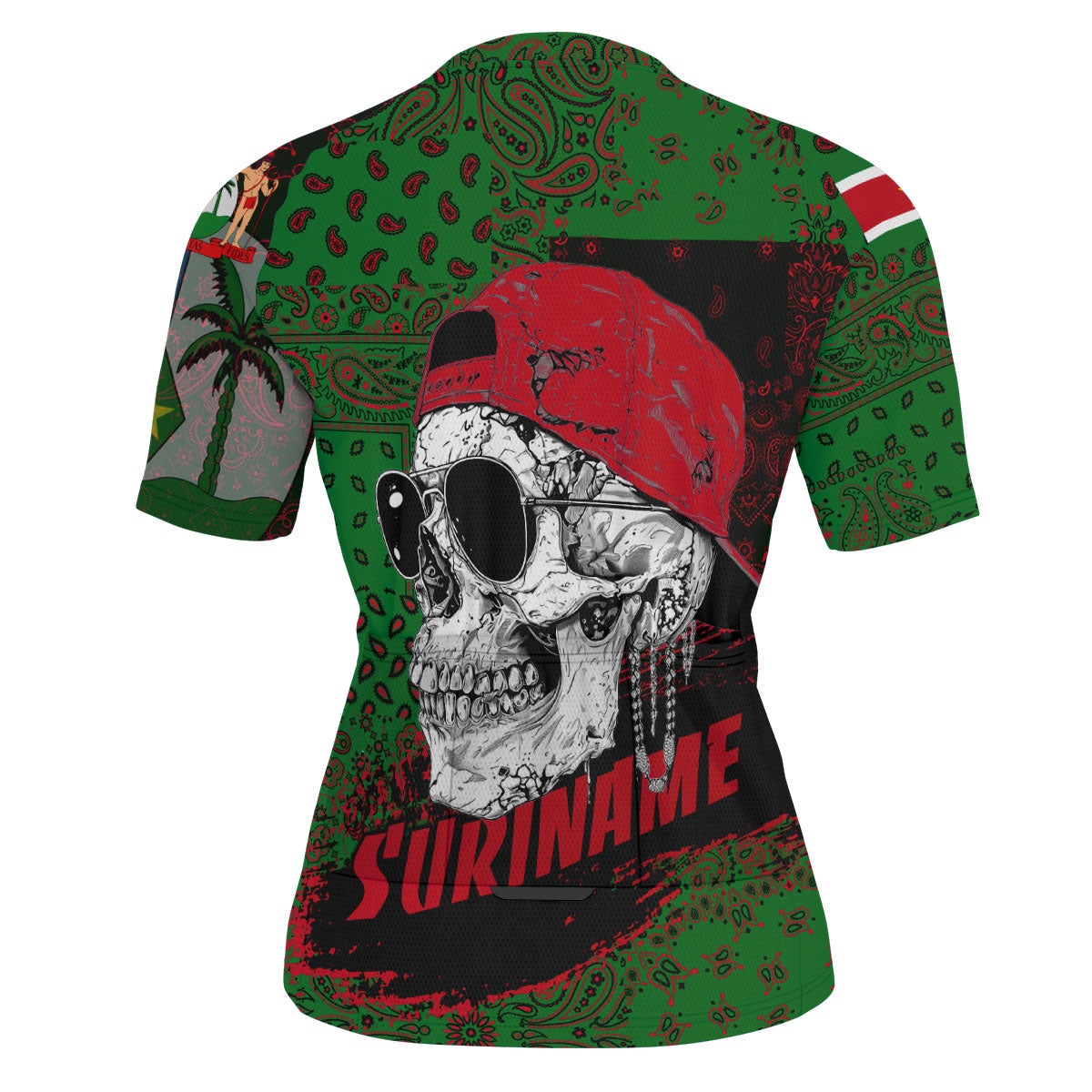 Suriname Men Cycling Jersey Paisley Flag And Skull Style 3