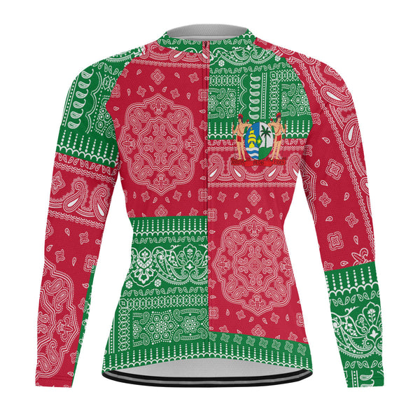 Suriname Raglan Men Cycling Jersey Long Sleeve Flag And Paisley Basic Style 1