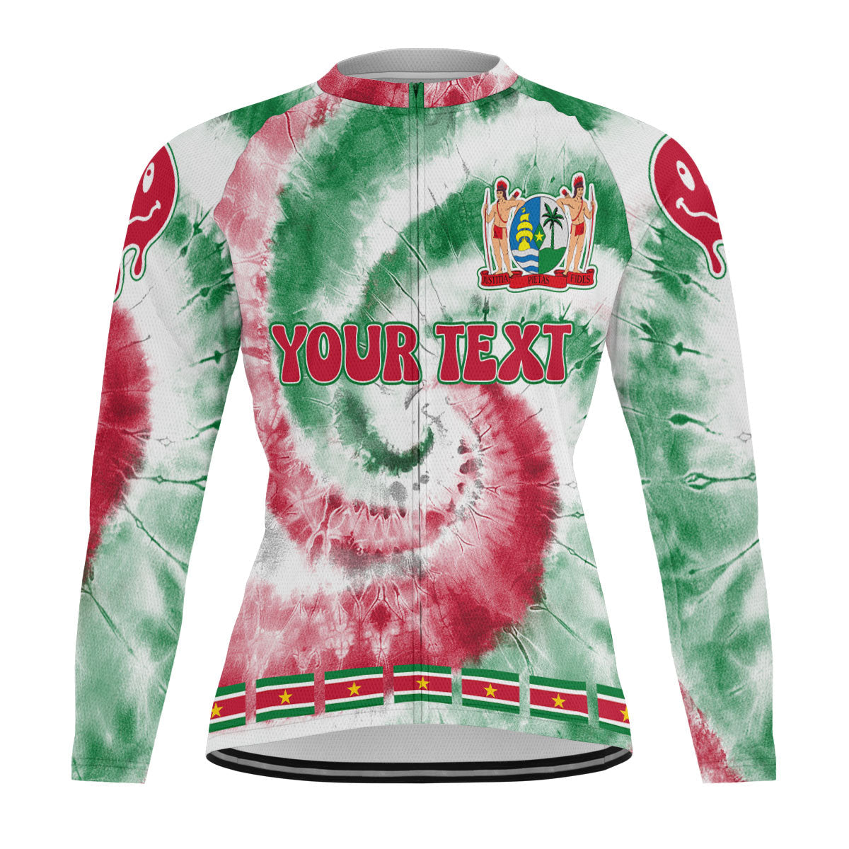 Suriname Raglan Men Cycling Jersey Long Sleeve Custom Tie Dye Style 2