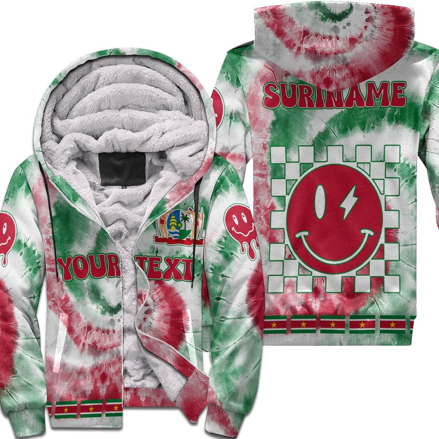 Suriname Sherpa Hoodie Custom Tie Dye Style 1