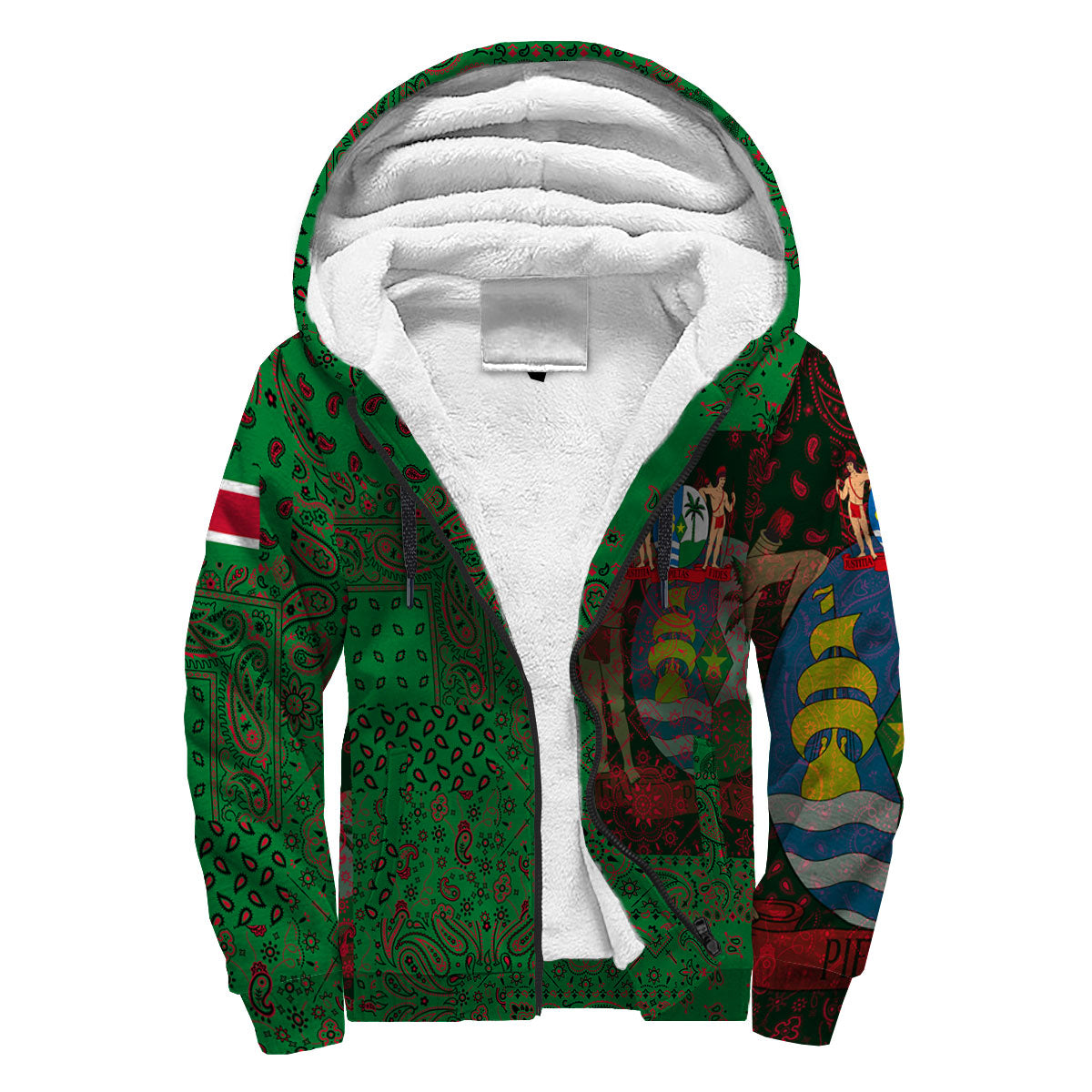 Suriname Sherpa Hoodie Paisley Flag And Skull Style 3