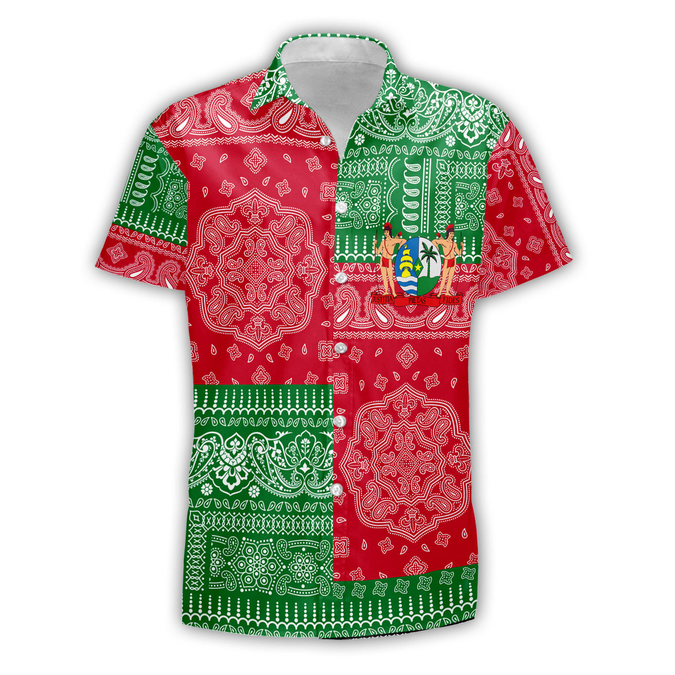 Suriname Short Sleeve Shirt Flag And Paisley Basic Style 2