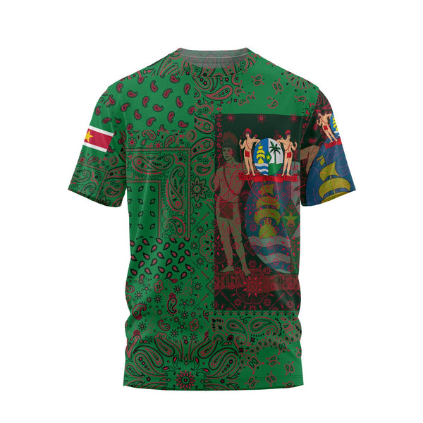 Suriname T Shirt Paisley Flag And Skull Style 1