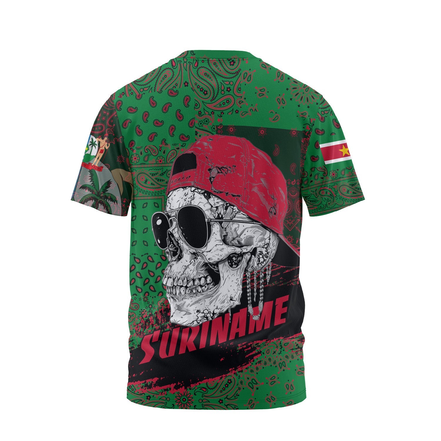 Suriname T Shirt Paisley Flag And Skull Style 2