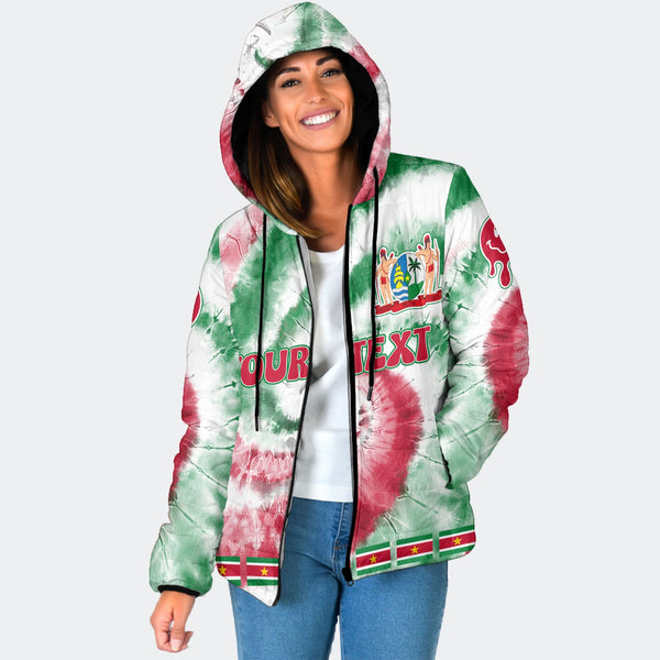 Suriname Women Hooded Padded Jacket Custom Tie Dye Style 1