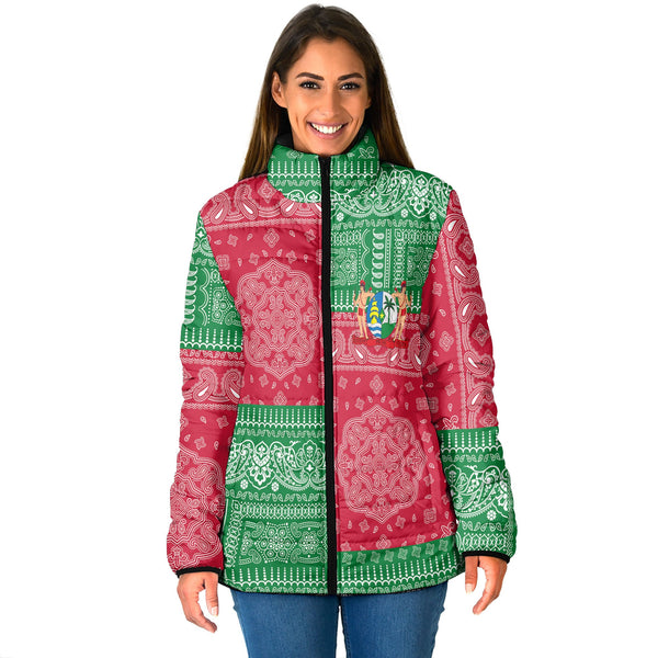 Suriname Women Padded Jacket Flag And Paisley Basic Style 1