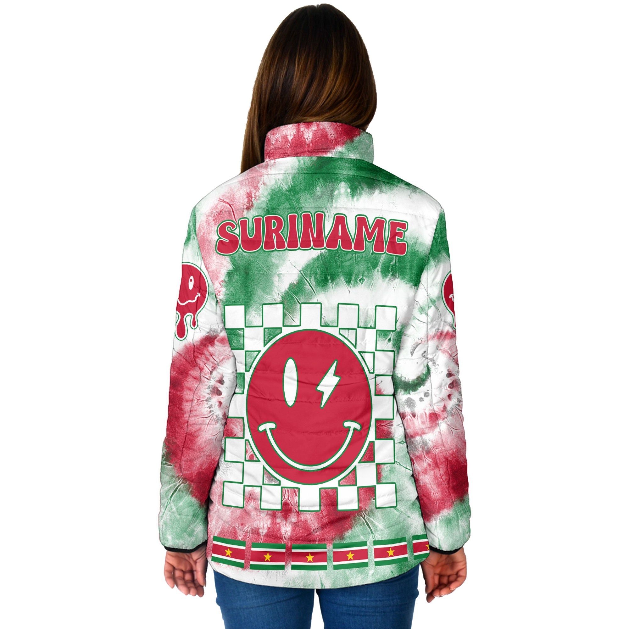 Suriname Women Padded Jacket Custom Tie Dye Style 2