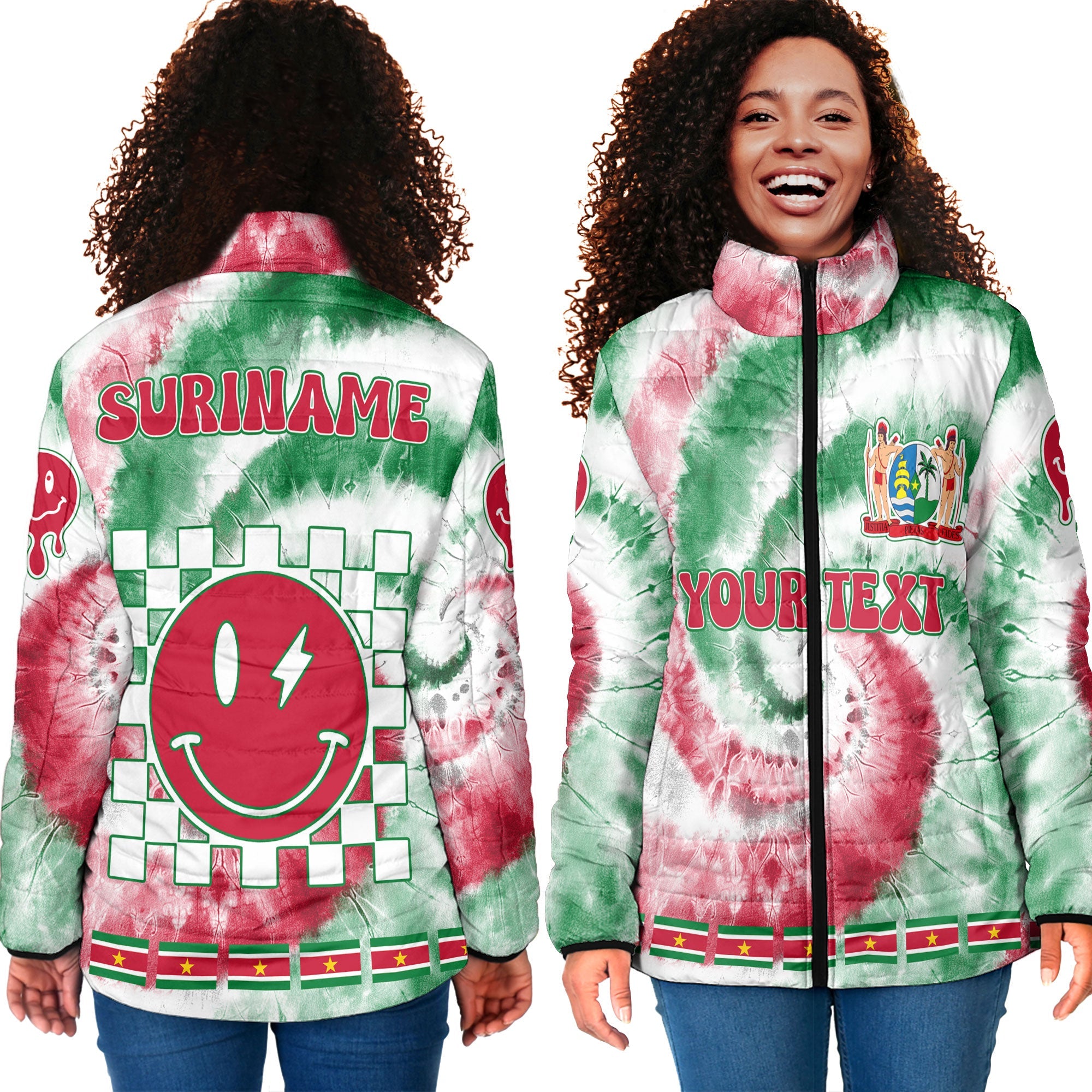 Suriname Women Padded Jacket Custom Tie Dye Style 4