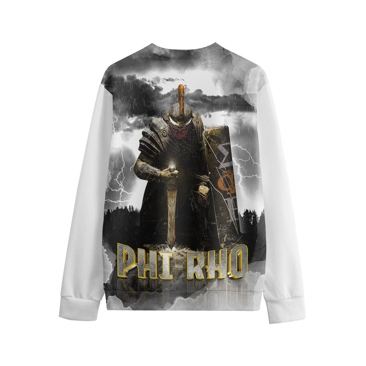 Sigma Phi Rho Sweatshirt White Phi Rho Gladiator Style