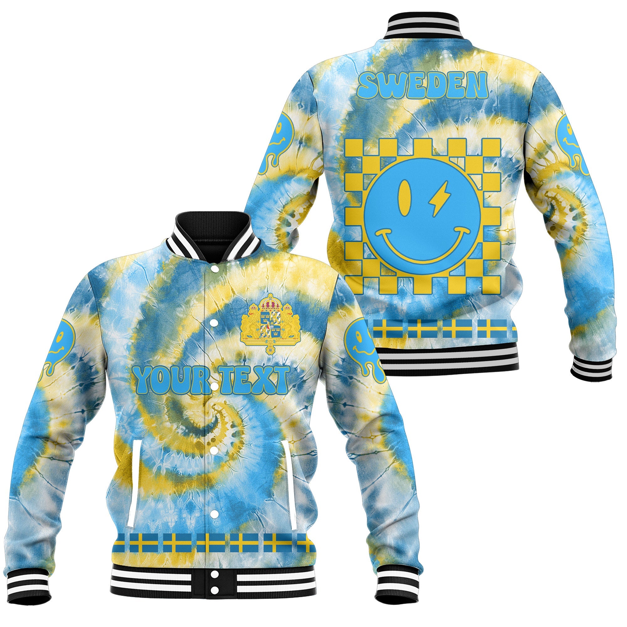 Sweden Baseball Jacket Custom Tie Dye Style 1