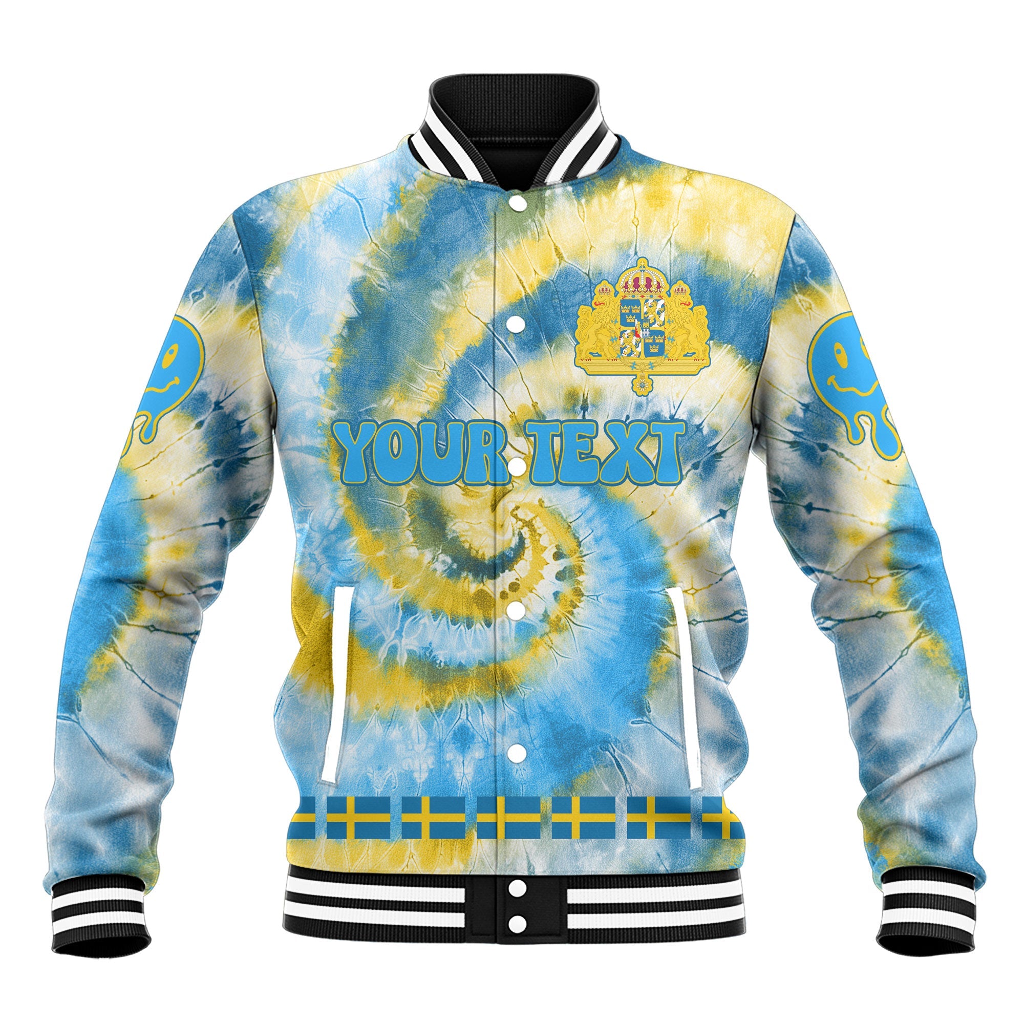 Sweden Baseball Jacket Custom Tie Dye Style 2