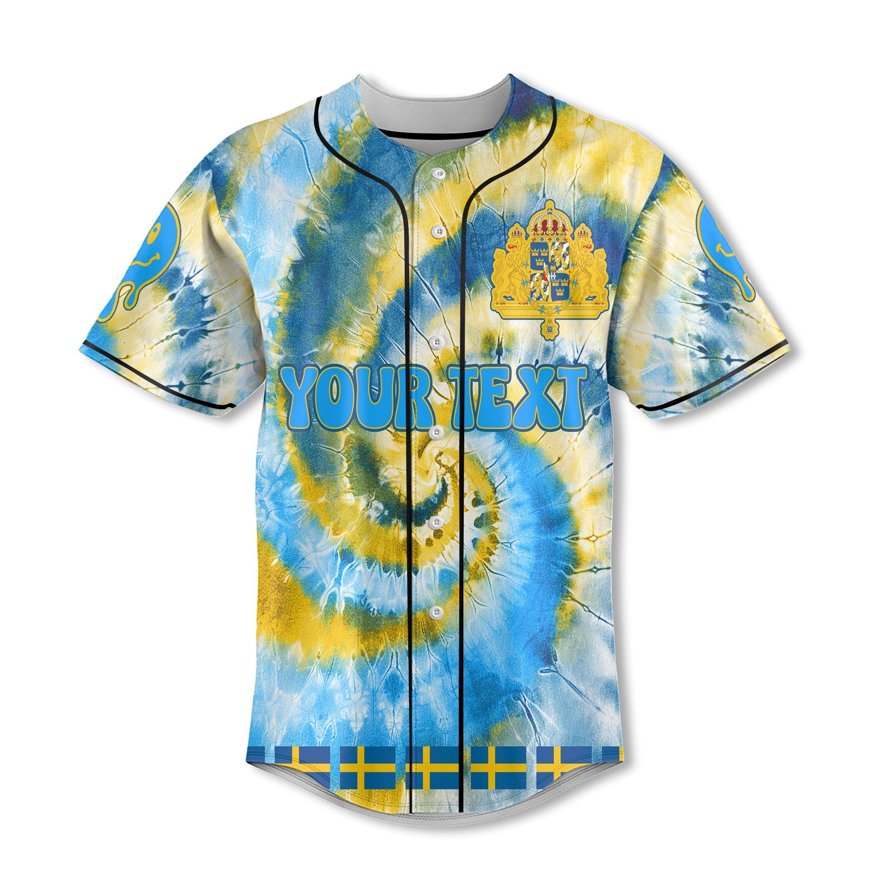 Sweden Baseball Jersey Custom Tie Dye Style 2