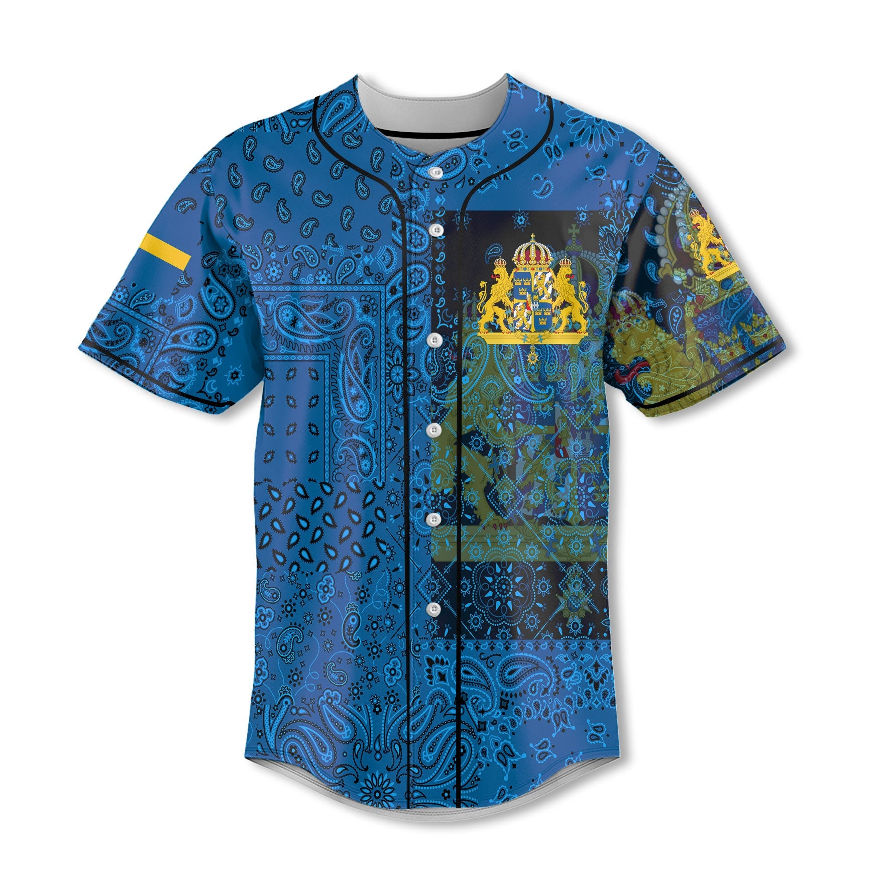 Sweden Baseball Jersey Paisley Flag And Skull Style 2