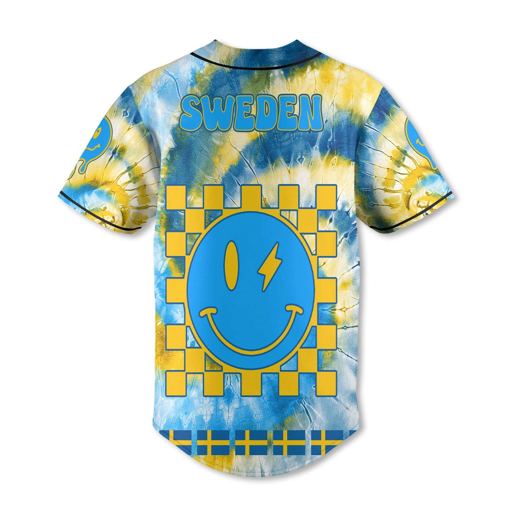 Sweden Baseball Jersey Custom Tie Dye Style 3