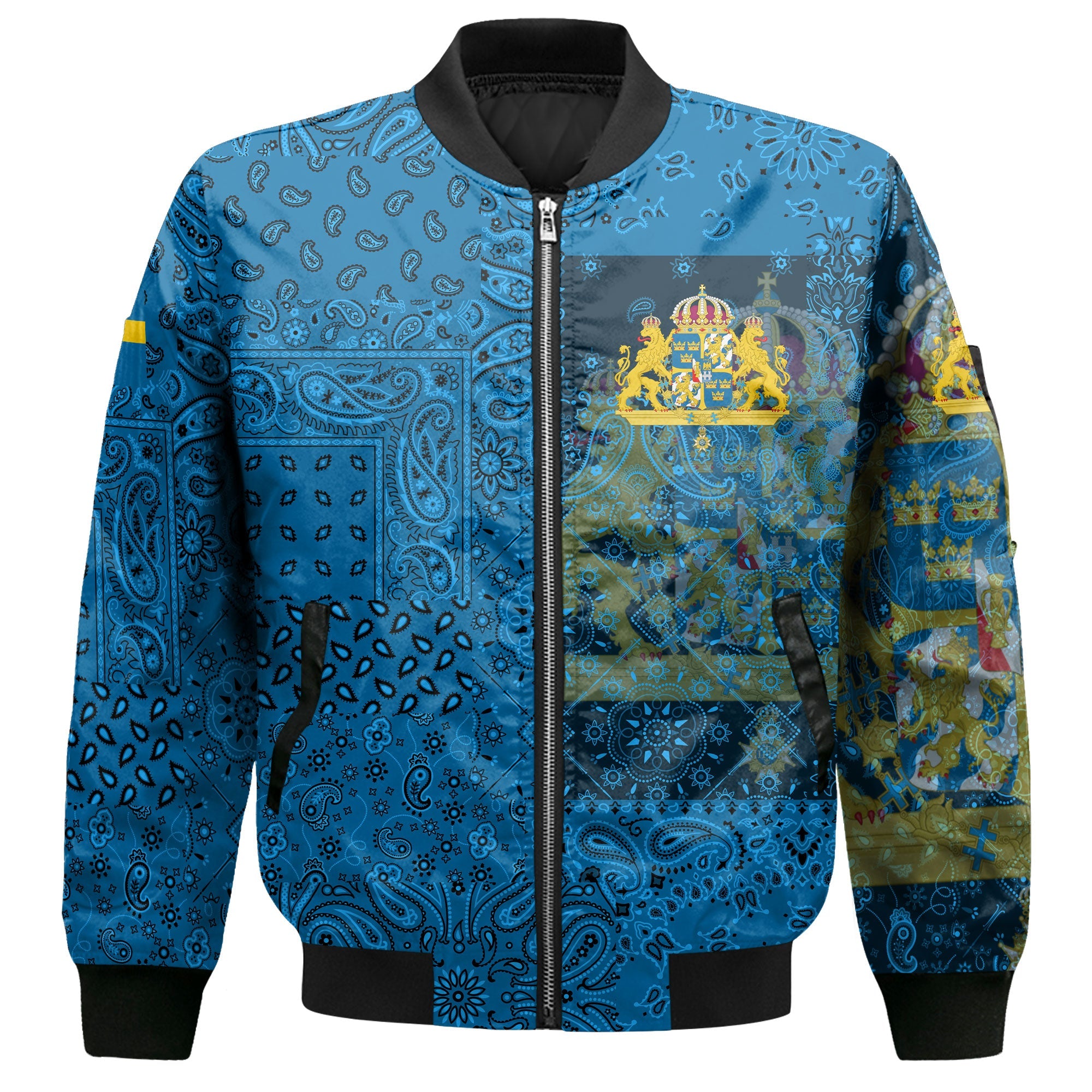 Sweden Bomber Jacket Paisley Flag And Skull Style 2