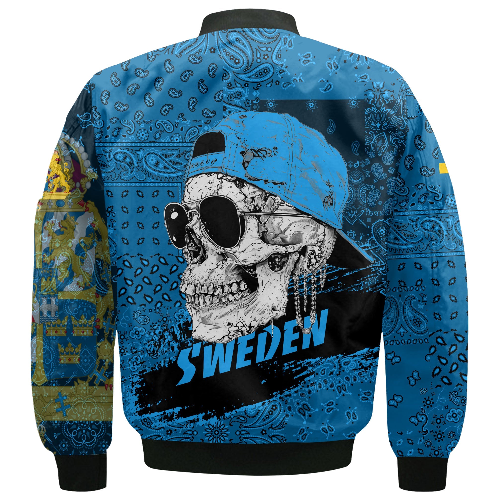 Sweden Bomber Jacket Paisley Flag And Skull Style 3