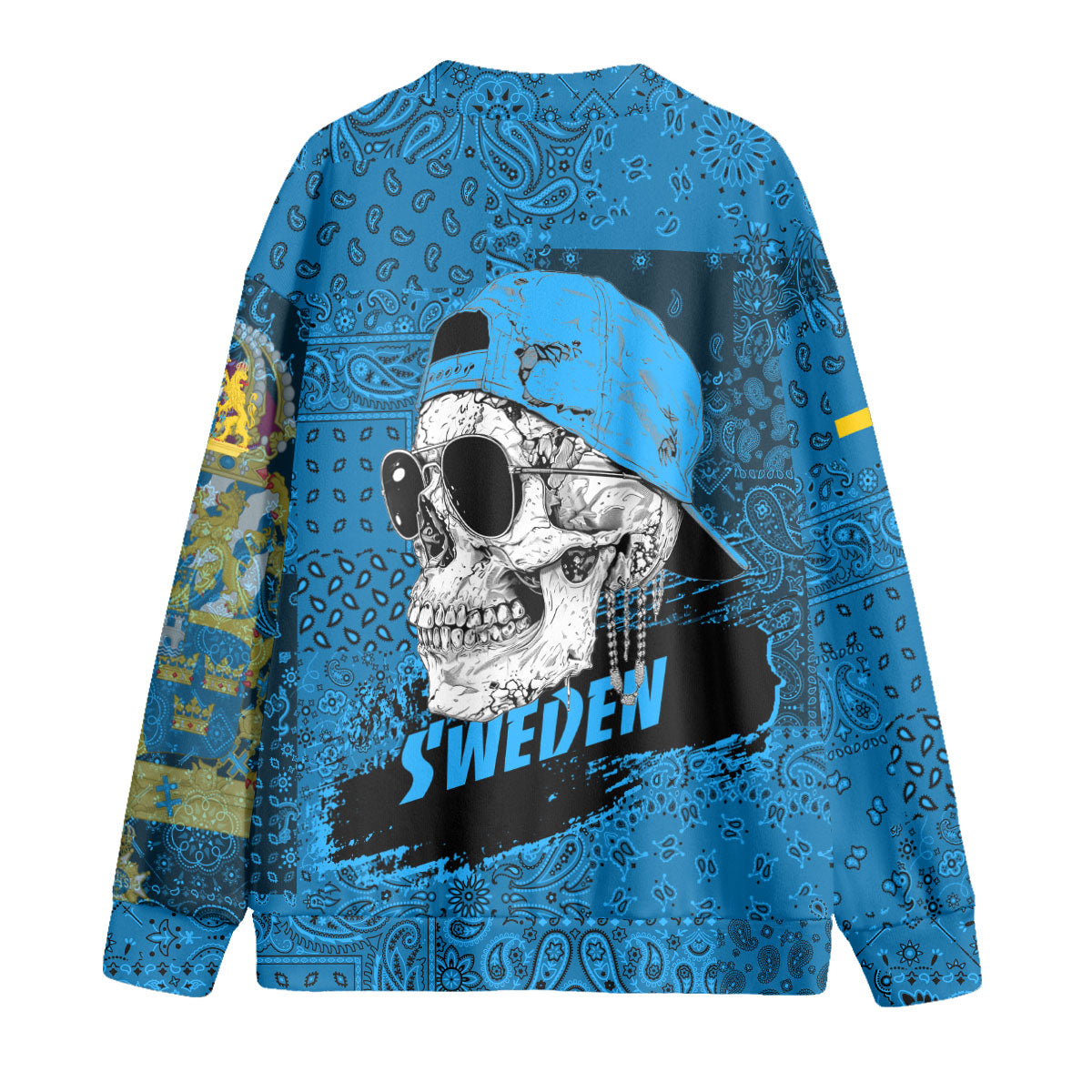 Sweden Fleece Cardigan Paisley Flag And Skull Style 2