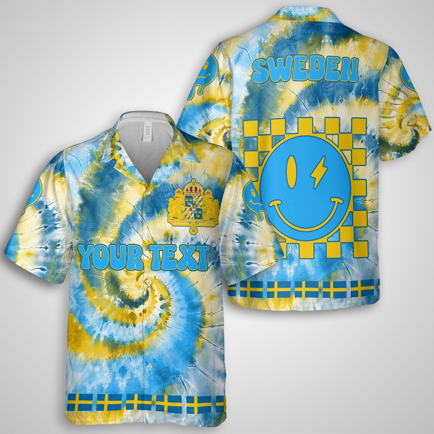 Sweden Hawaiian Shirt Custom Tie Dye Style 1