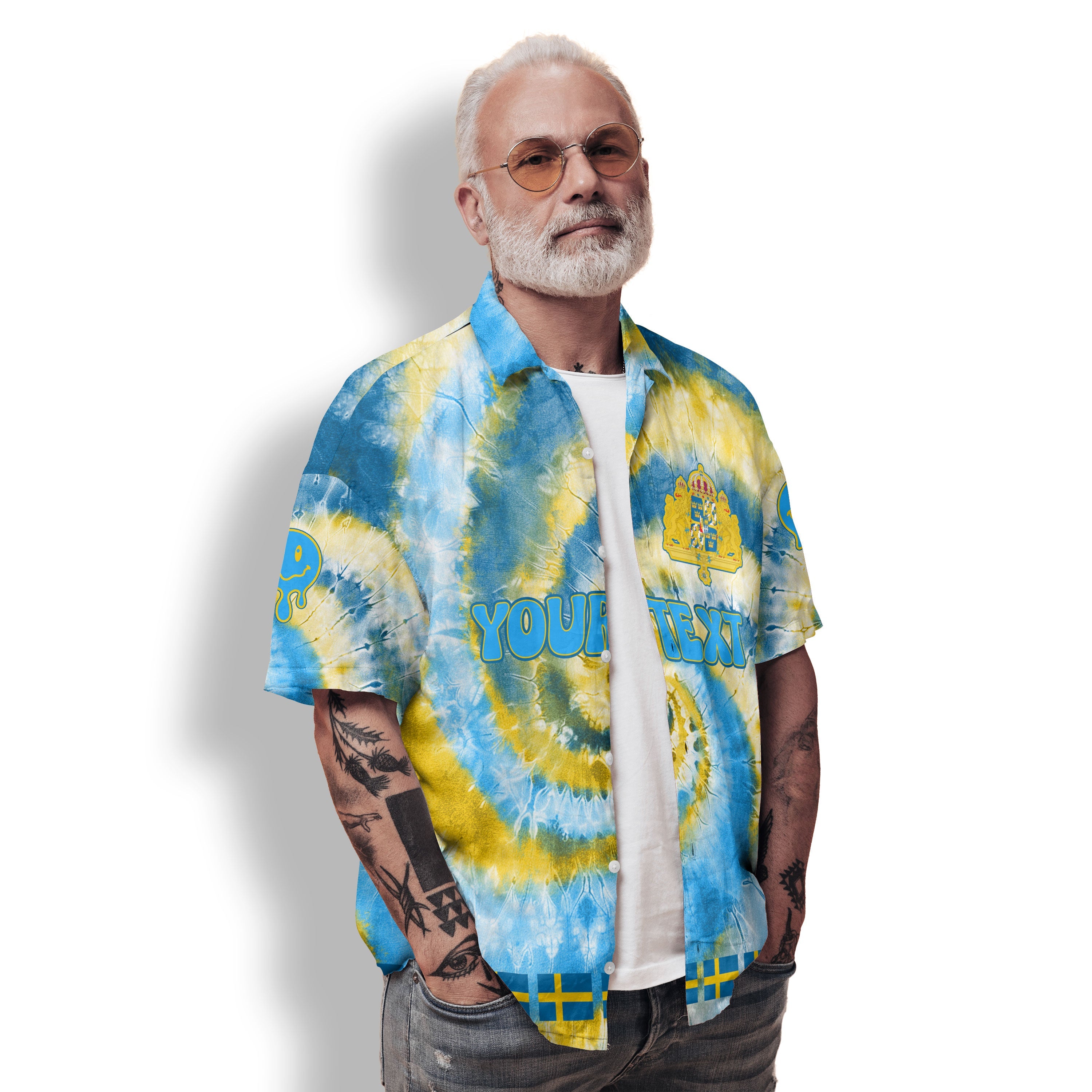 Sweden Hawaiian Shirt Custom Tie Dye Style 2