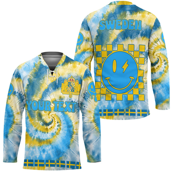 Sweden Hockey Jersey Custom Tie Dye Style 1