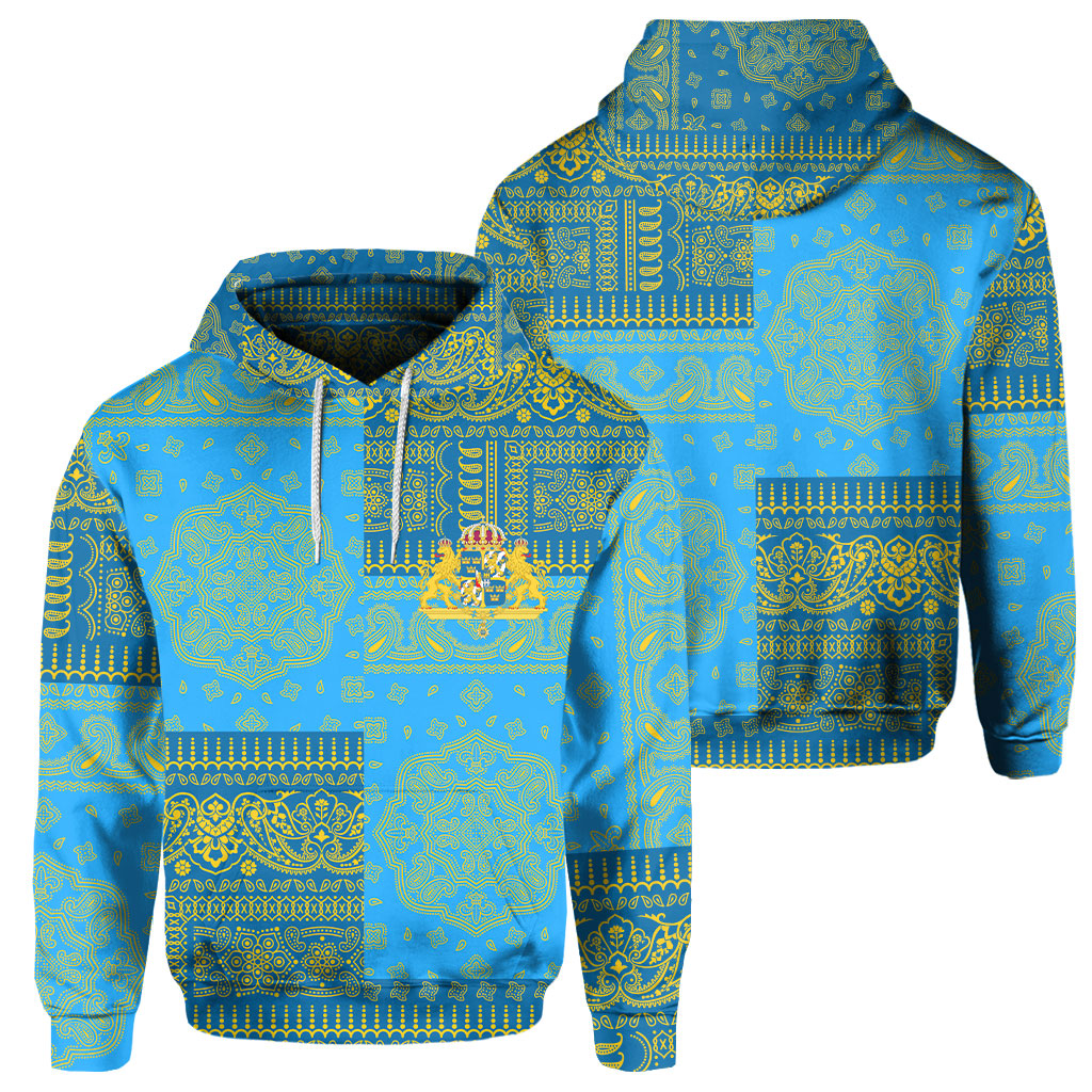 Sweden Hoodie Flag And Paisley Basic Style 1