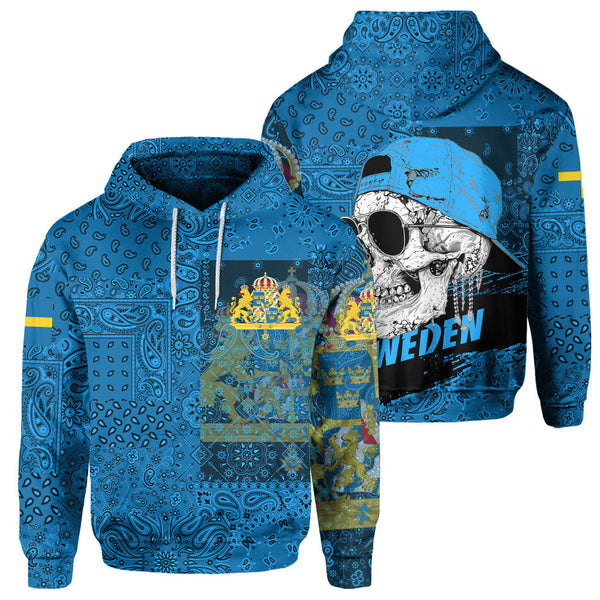 Sweden Hoodie Paisley Flag And Skull Style 1