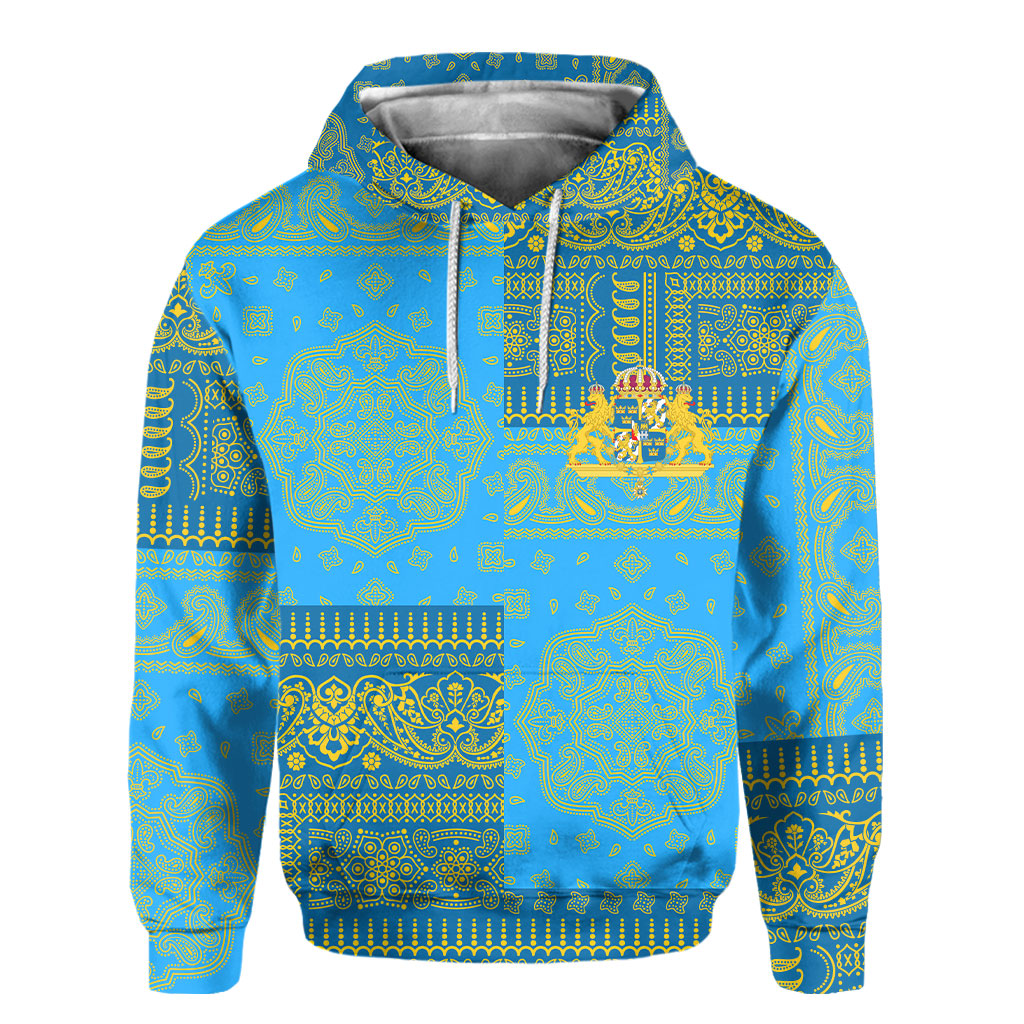 Sweden Hoodie Flag And Paisley Basic Style 2