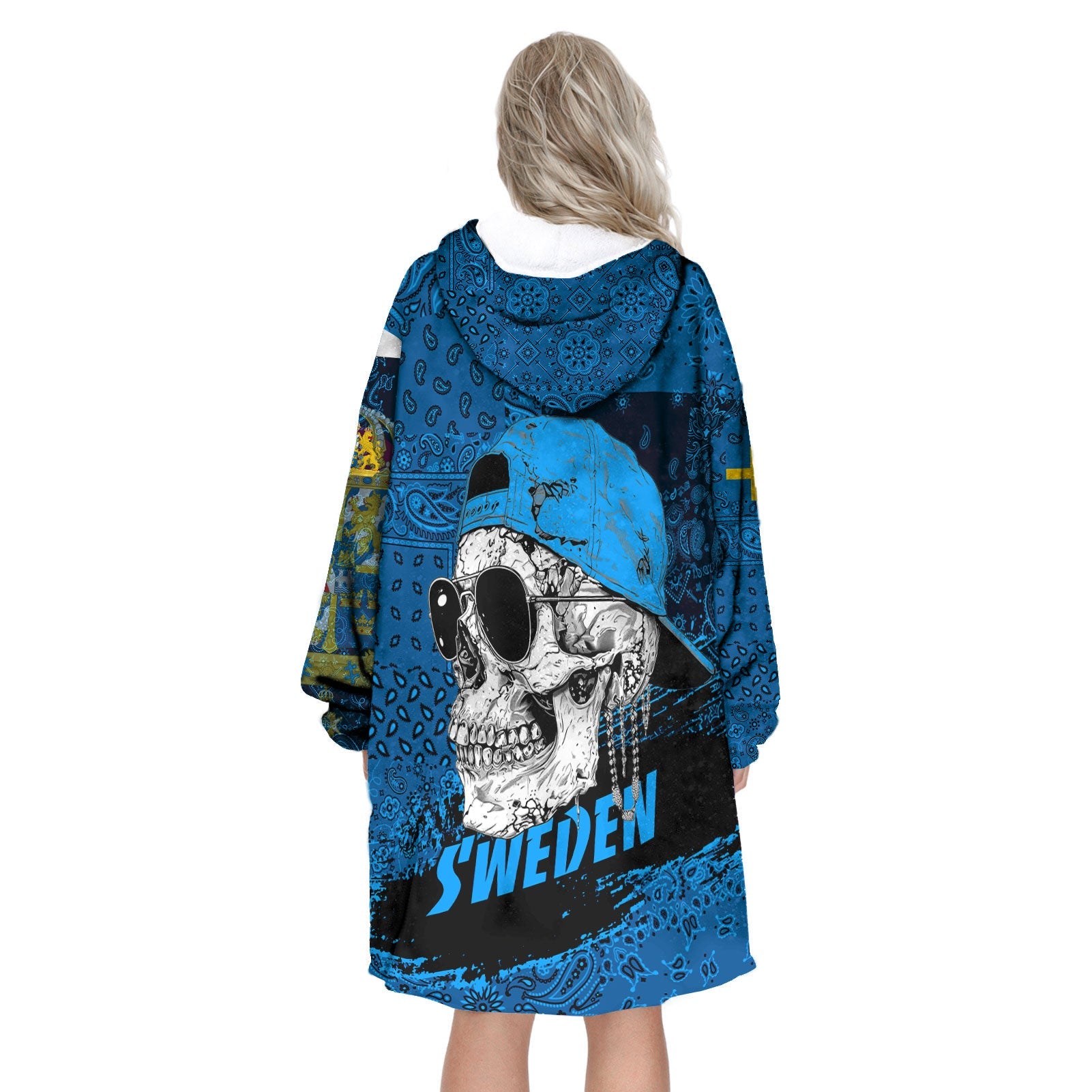 Sweden Hoodie Blanket Paisley Flag And Skull Style 3