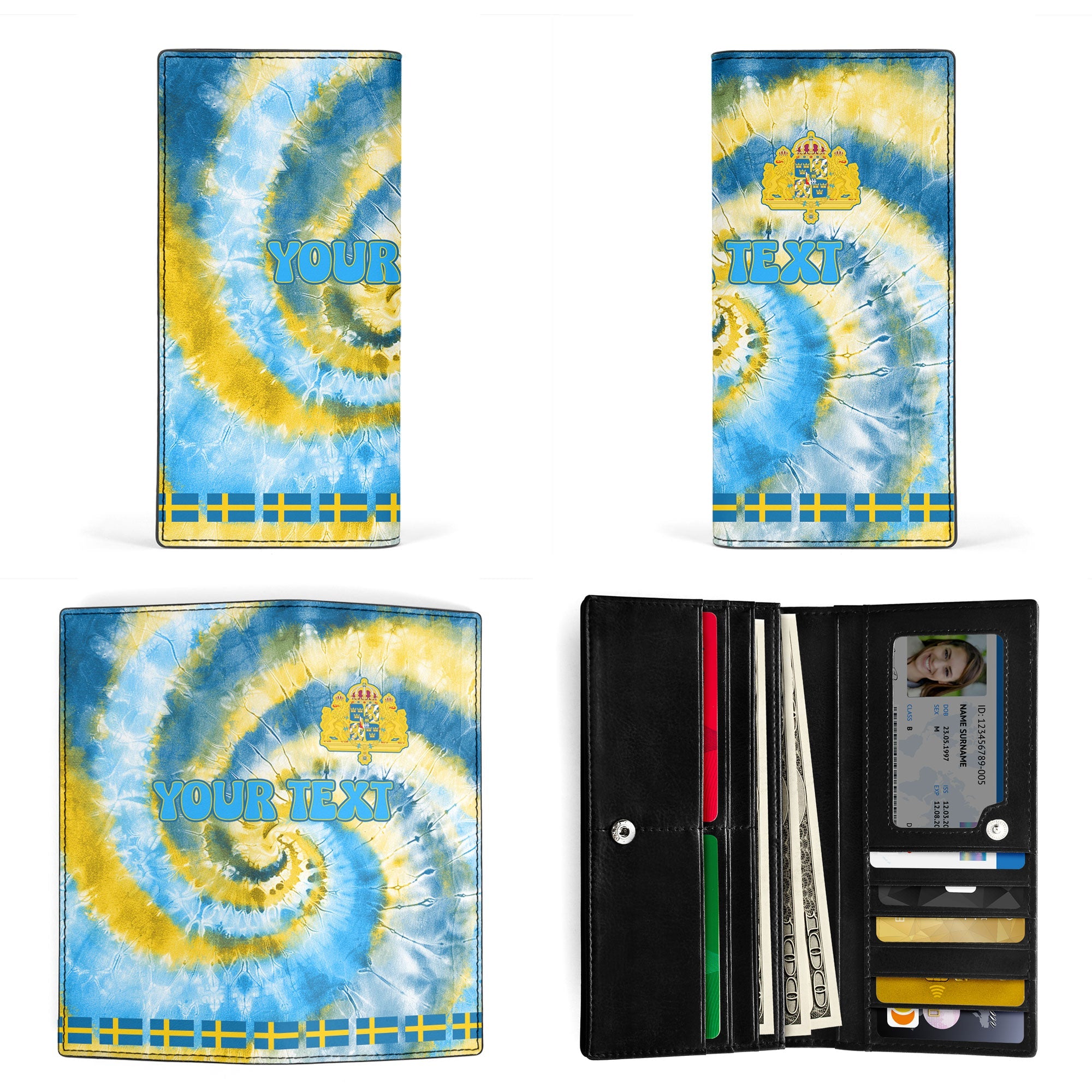 Sweden Leather Wallet Custom Tie Dye Style 3