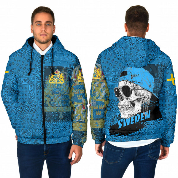 Sweden Men Hooded Padded Jacket Paisley Flag And Skull Style 1