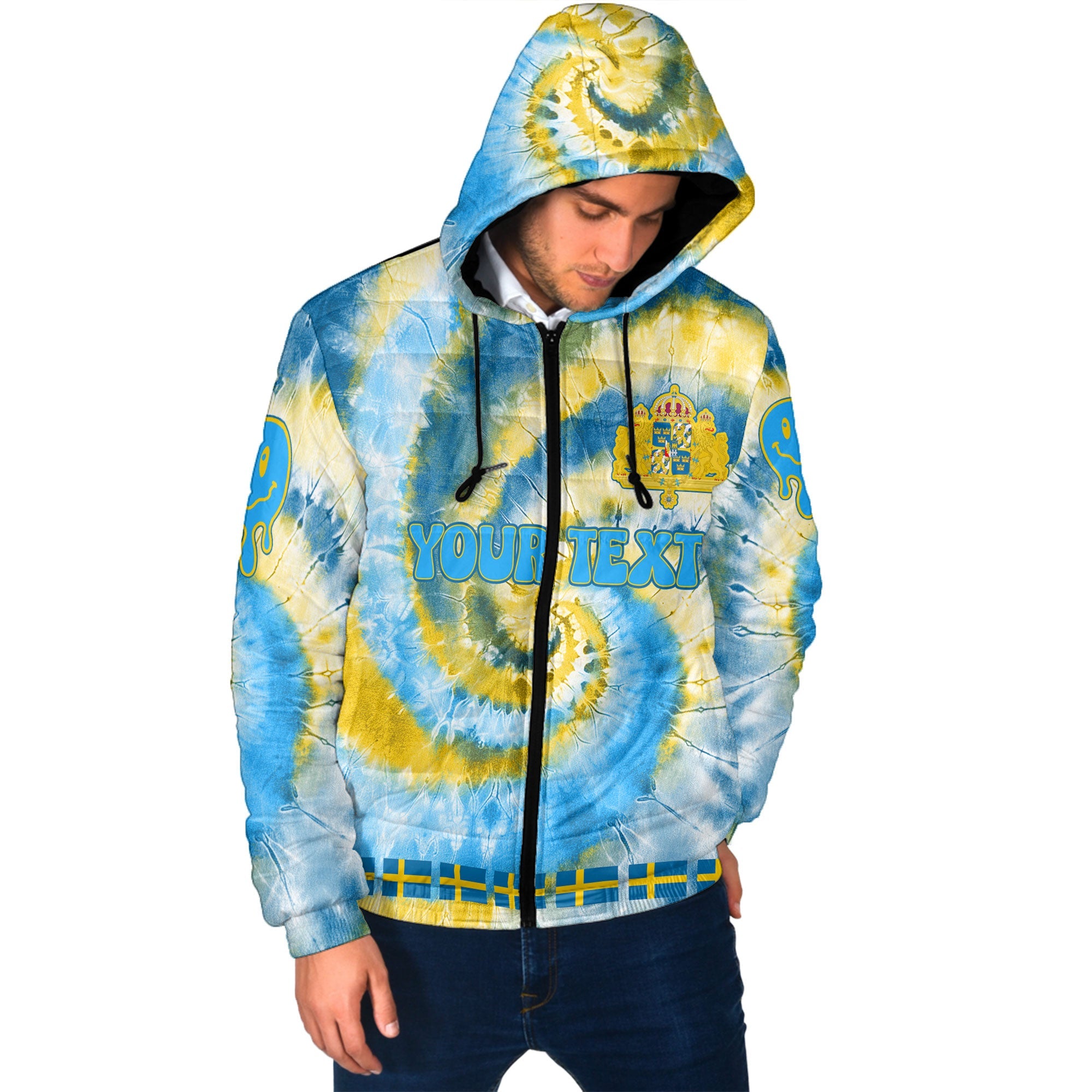 Sweden Men Hooded Padded Jacket Custom Tie Dye Style 2