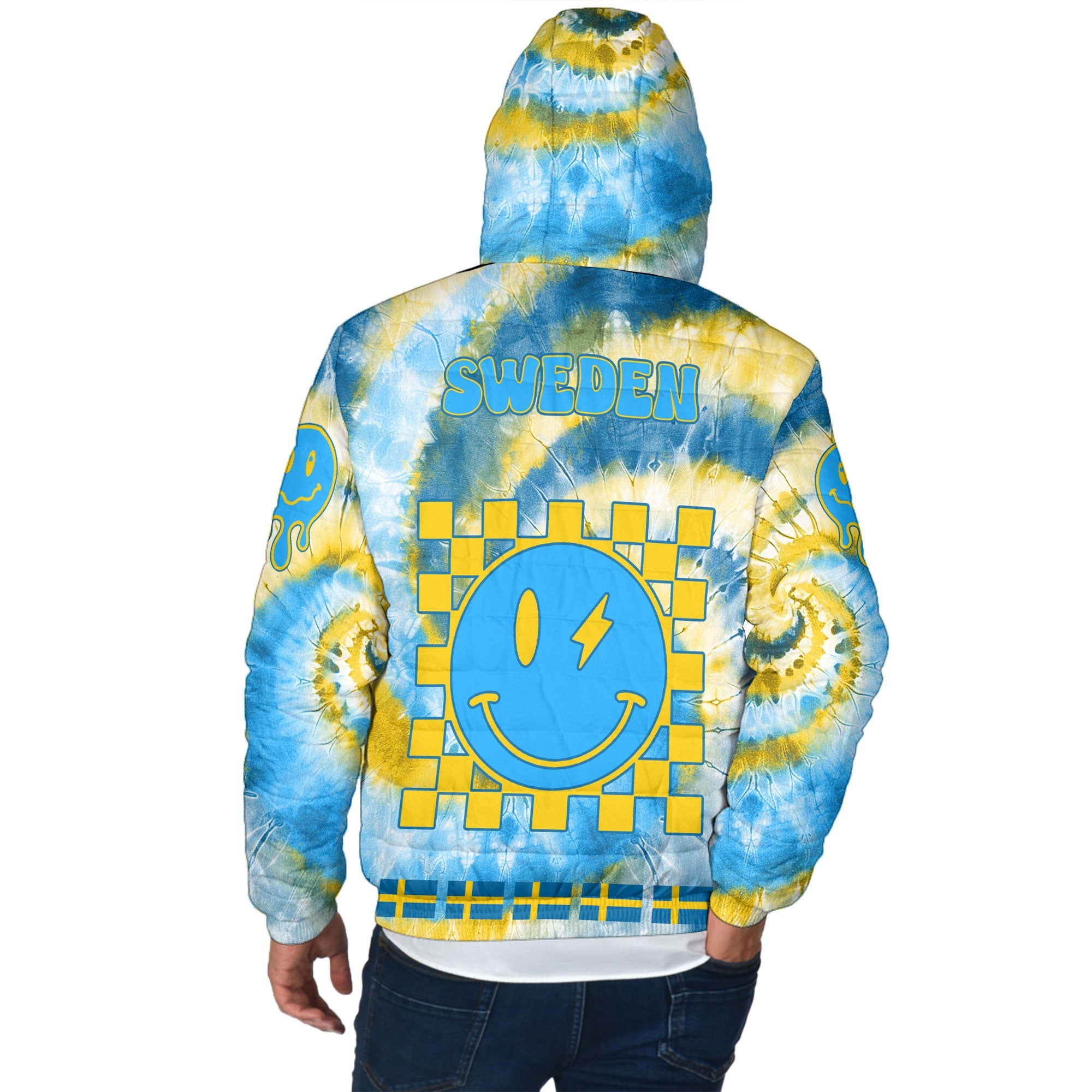 Sweden Men Hooded Padded Jacket Custom Tie Dye Style 3