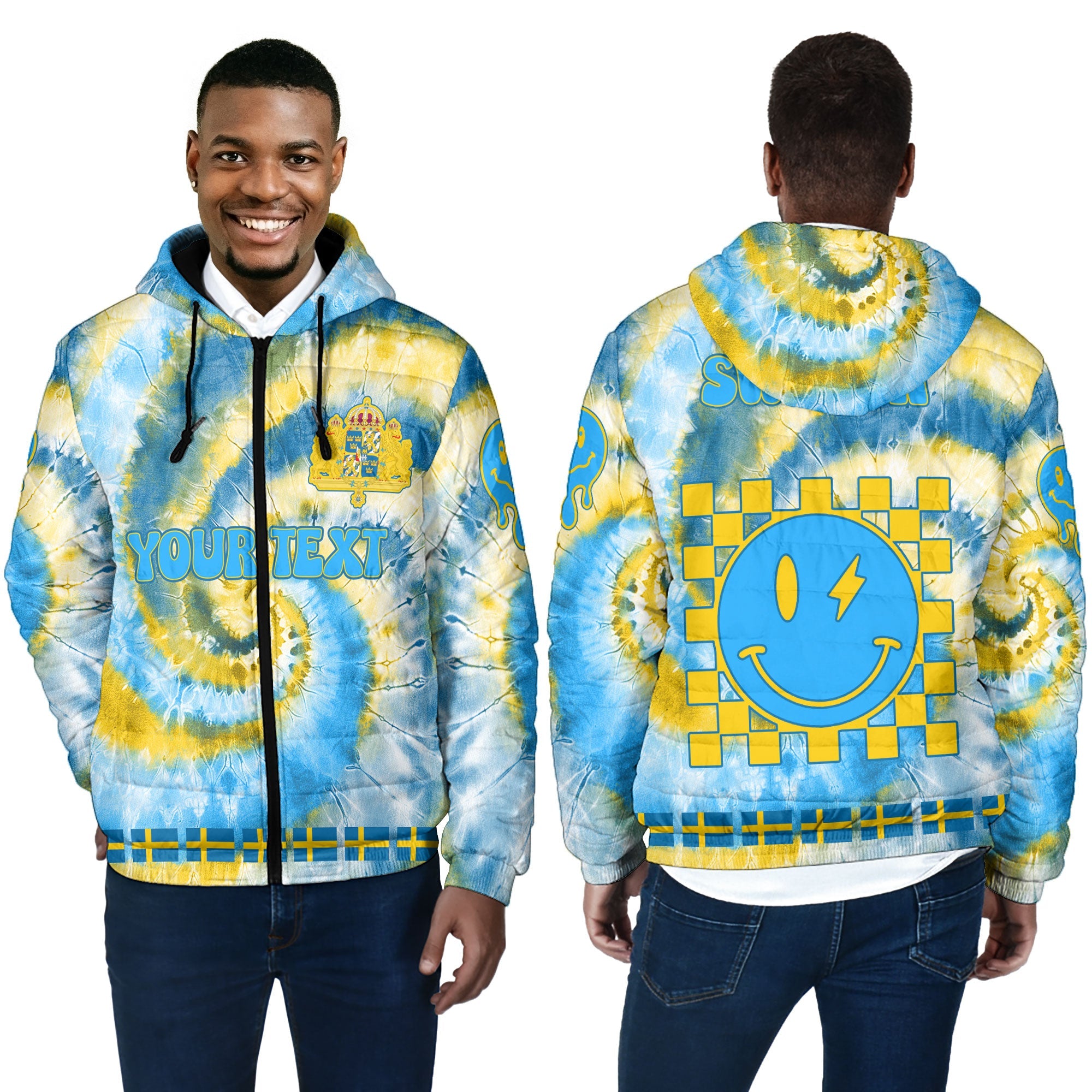 Sweden Men Hooded Padded Jacket Custom Tie Dye Style 4