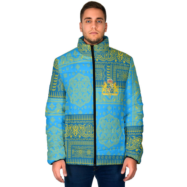 Sweden Men Padded Jacket Flag And Paisley Basic Style 1