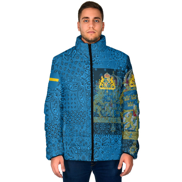 Sweden Men Padded Jacket Paisley Flag And Skull Style 1