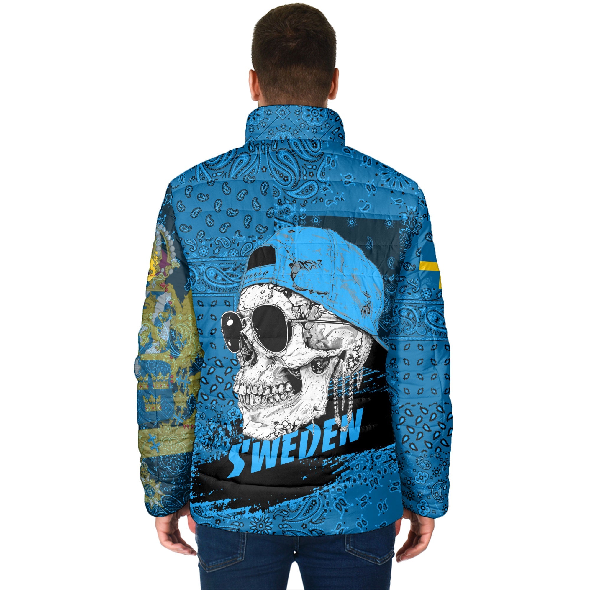 Sweden Men Padded Jacket Paisley Flag And Skull Style 2