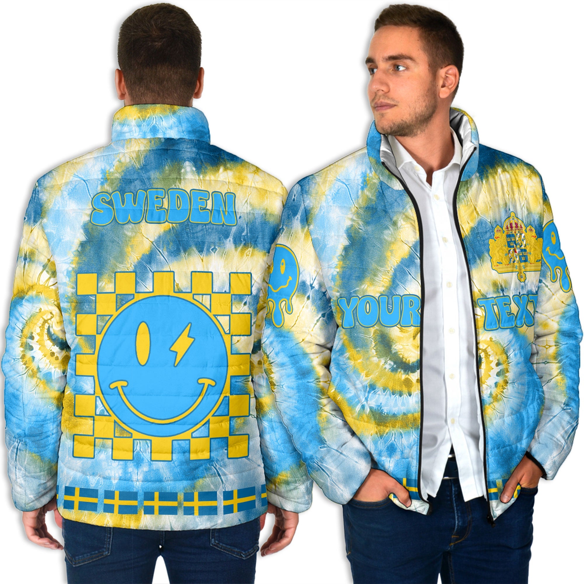 Sweden Men Padded Jacket Custom Tie Dye Style 4