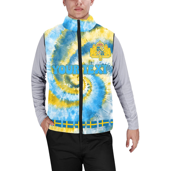 Sweden Men Padded Jacket Vest Custom Tie Dye Style 1