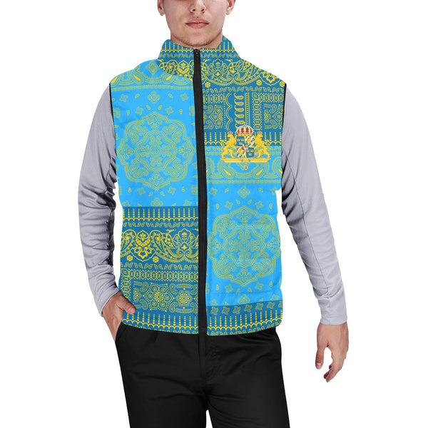 Sweden Men Padded Jacket Vest Flag And Paisley Basic Style 1