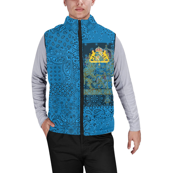 Sweden Men Padded Jacket Vest Paisley Flag And Skull Style 1