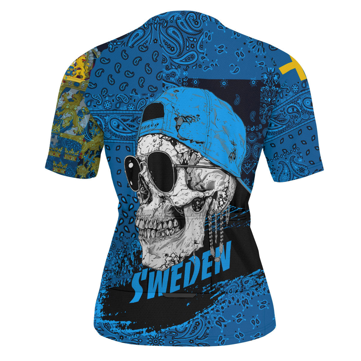 Sweden Men Cycling Jersey Paisley Flag And Skull Style 3