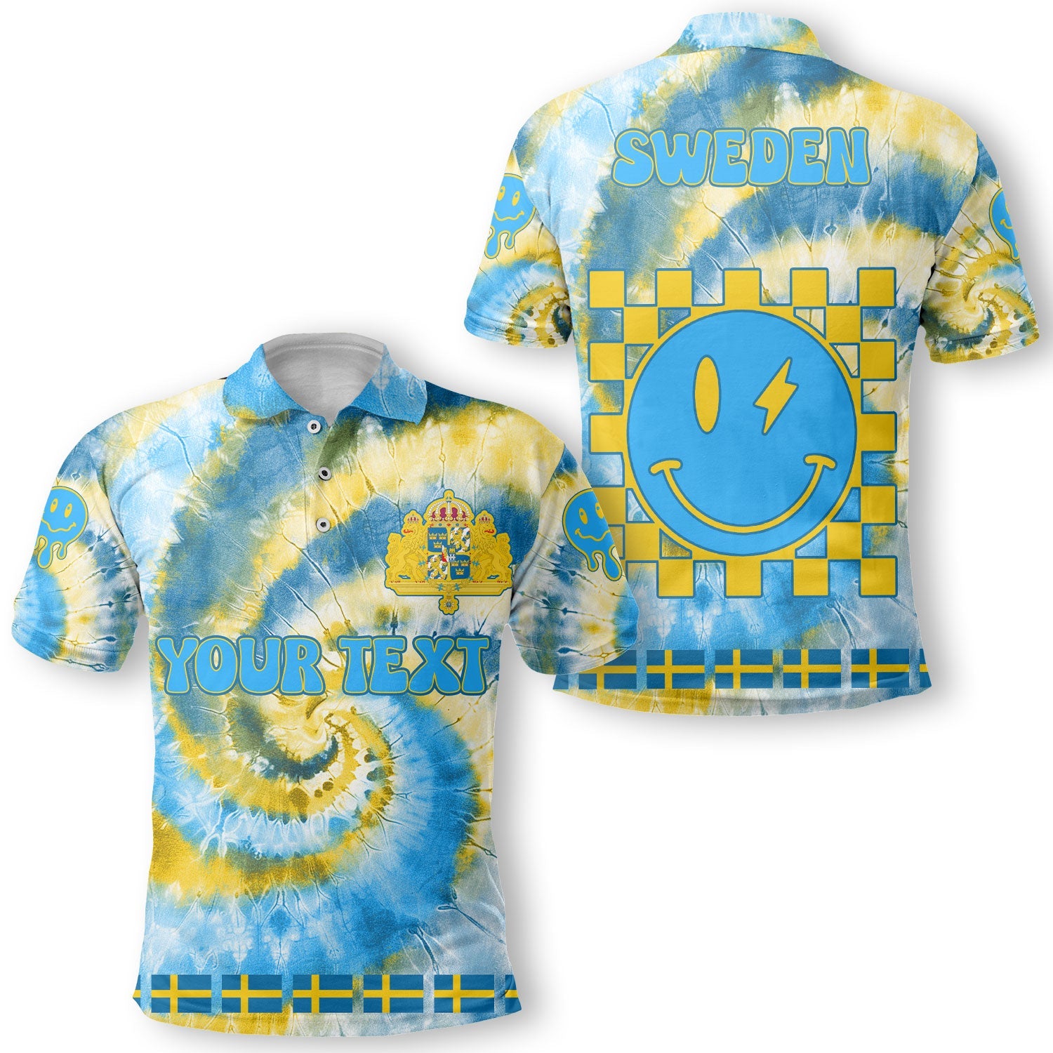 Sweden Polo Shirt Custom Tie Dye Style 1