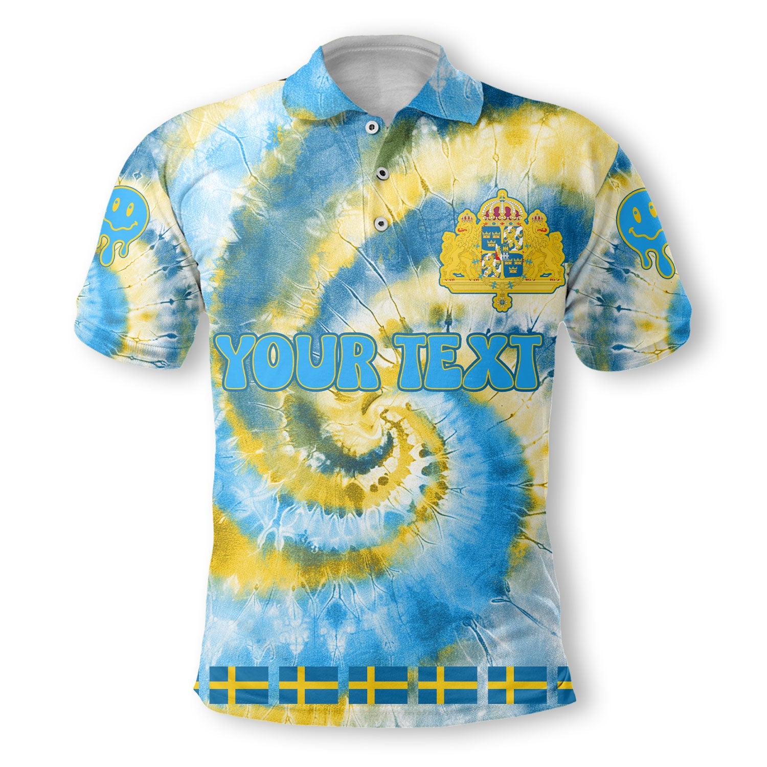 Sweden Polo Shirt Custom Tie Dye Style 2