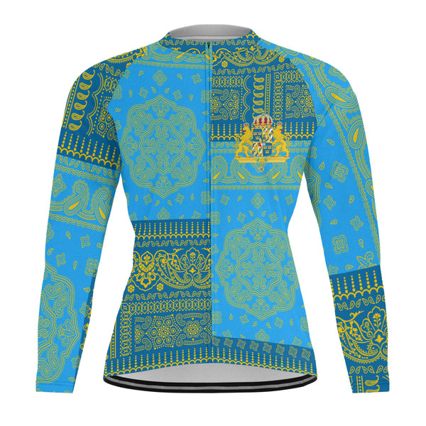 Sweden Raglan Men Cycling Jersey Long Sleeve Flag And Paisley Basic Style 1