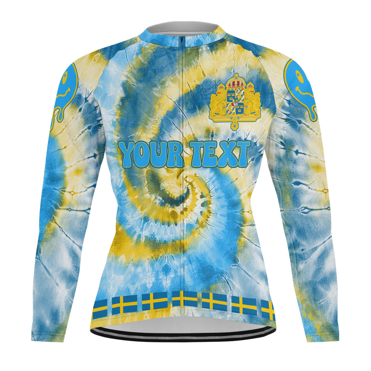 Sweden Raglan Men Cycling Jersey Long Sleeve Custom Tie Dye Style 2